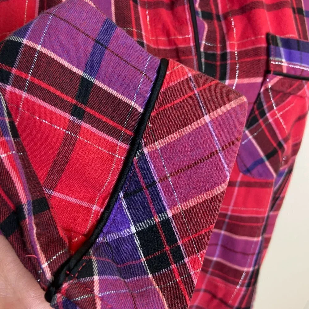 Victoria's Secret Pink Purple Plaid Flannel Pajamas Top